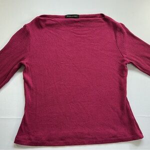 Banana Republic Fitted Ribbed Long Sleeve Top - Raspberry